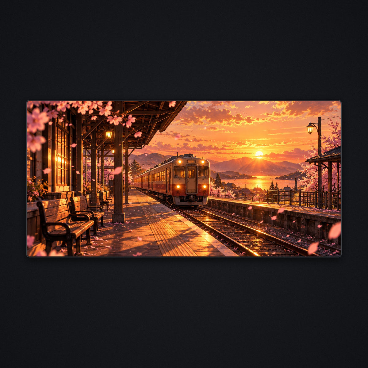 Sunset Station Desk Mat, flat view