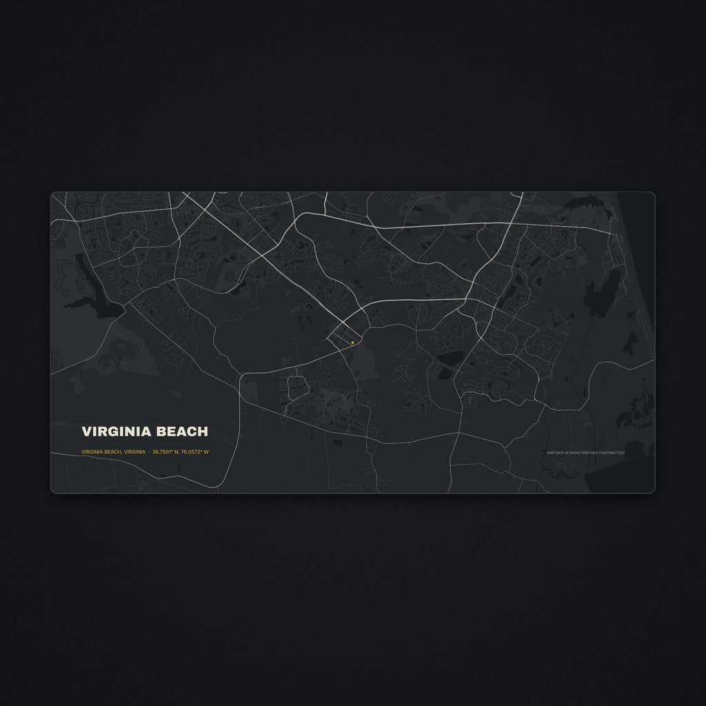 Virginia Beach Street Map Desk Mat, flat view