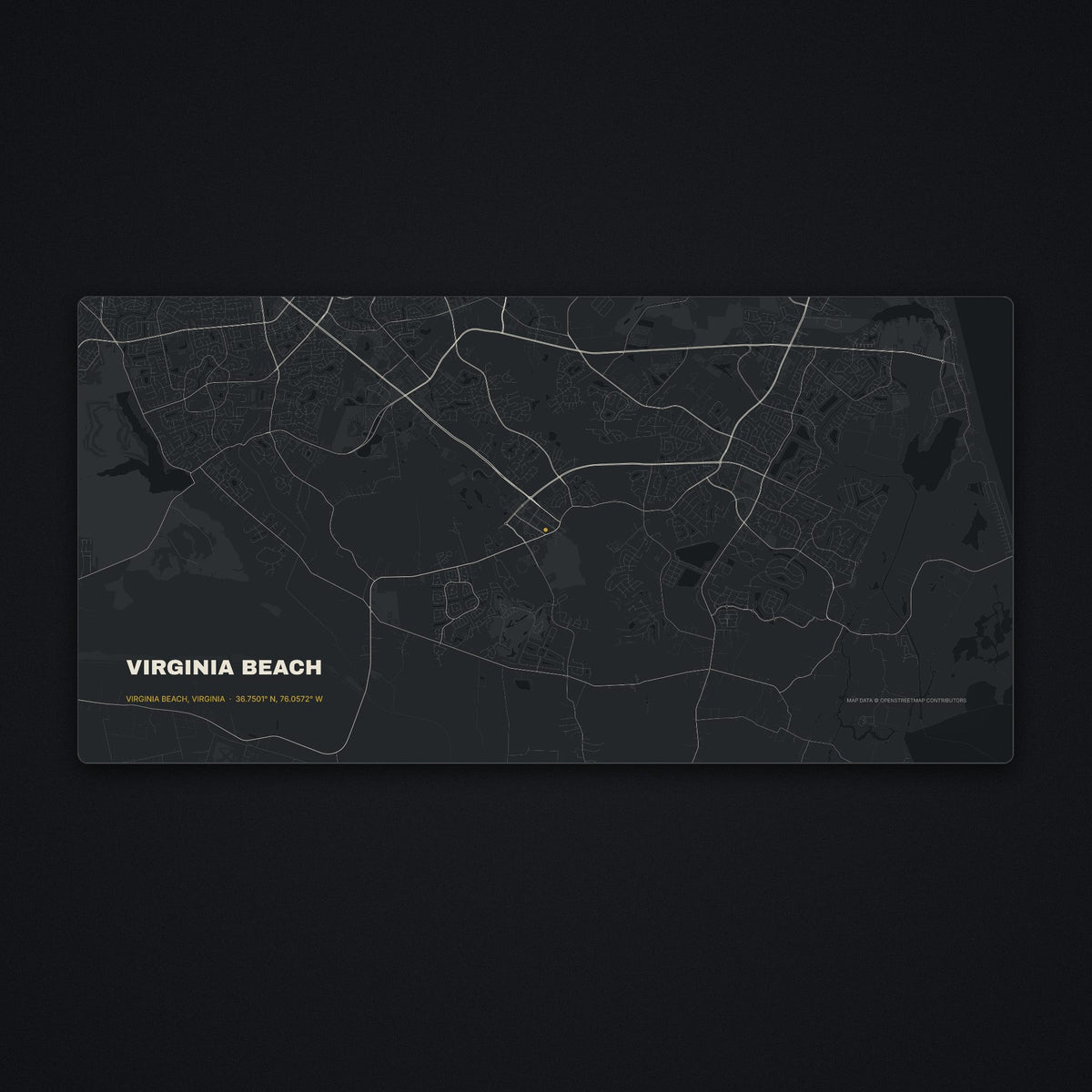Virginia Beach Street Map Desk Mat, flat view