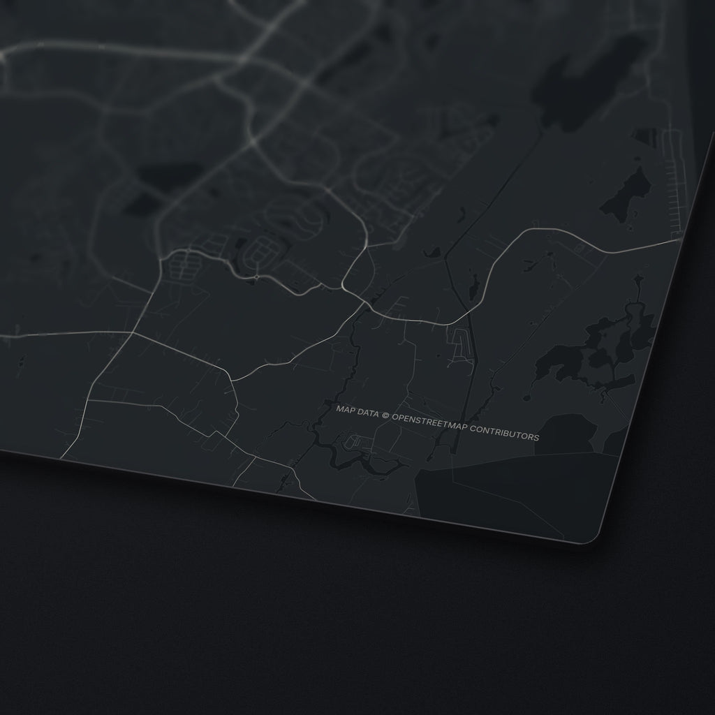 Virginia Beach Street Map Desk Mat, edge detail