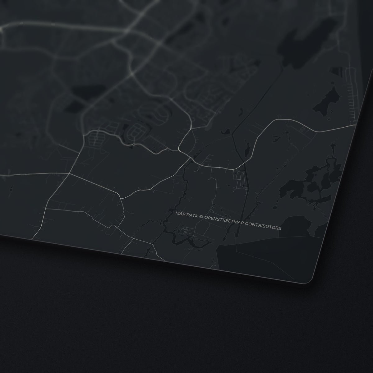 Virginia Beach Street Map Desk Mat, edge detail