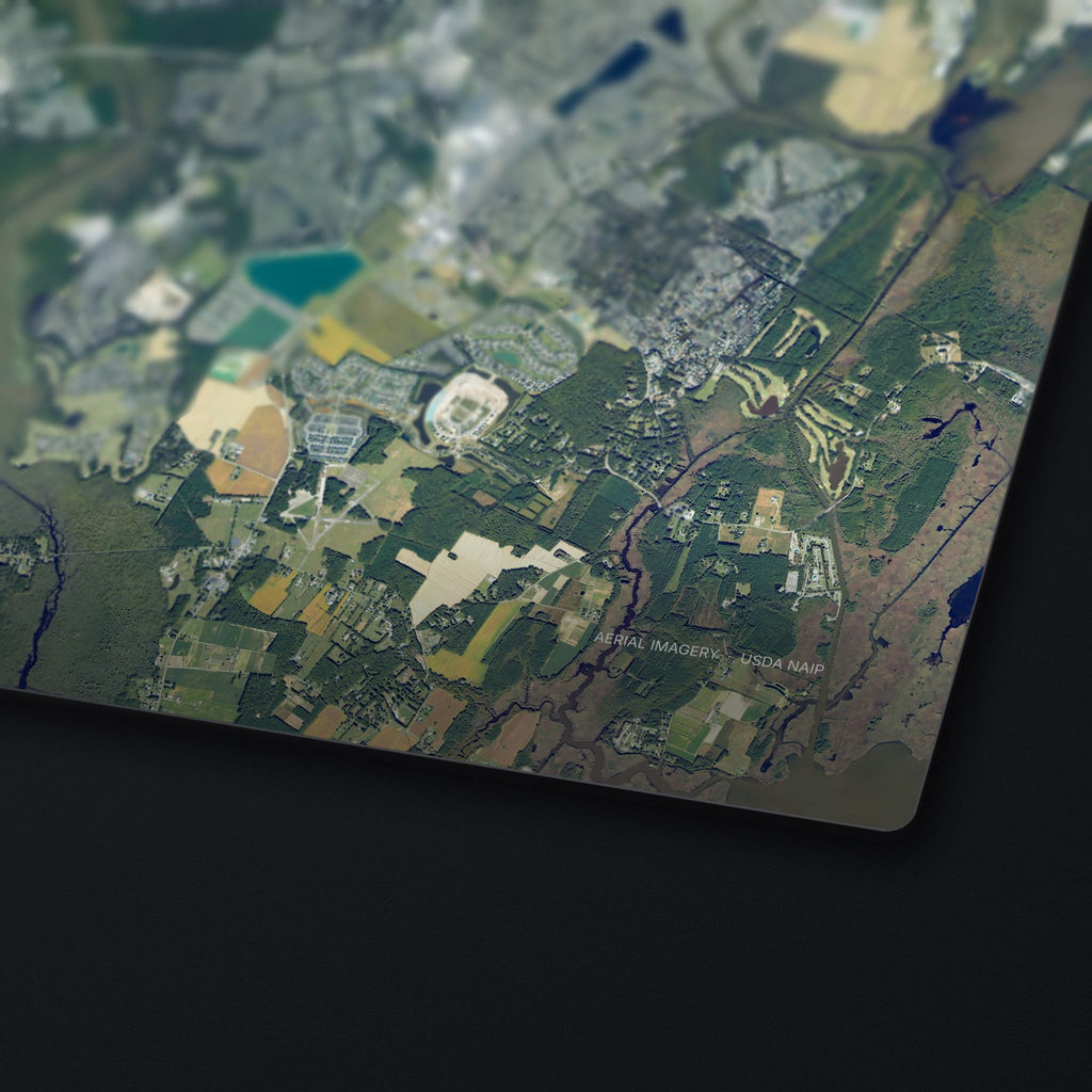 Virginia Beach Satellite Desk Mat, edge detail