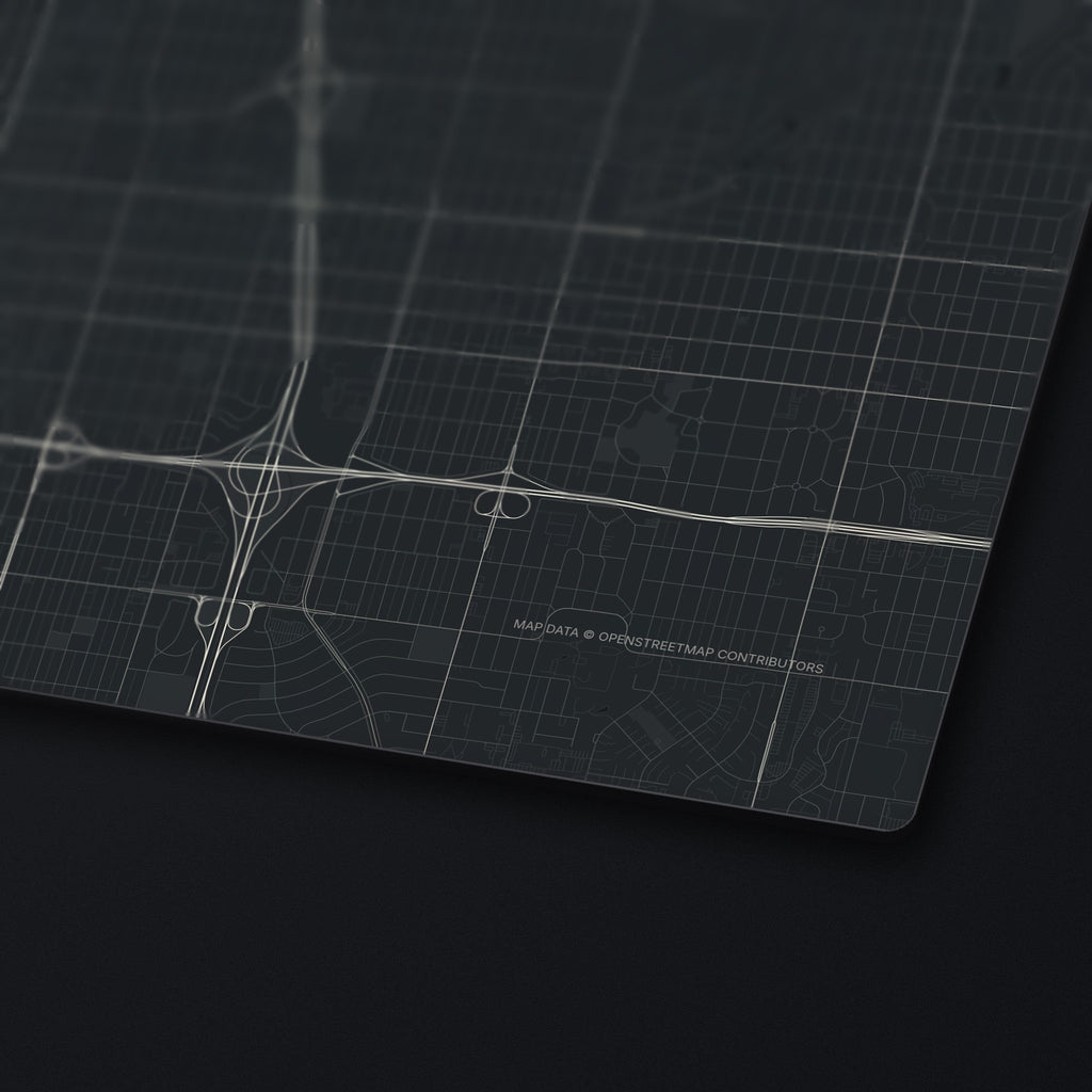Wichita Street Map Desk Mat, edge detail